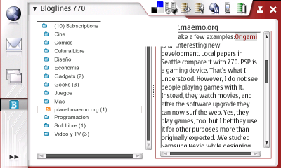 Nokia 770 and Bloglines
